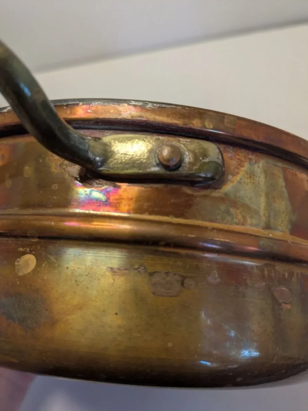 Vintage Copper & Brass Bowl  Handles - 6.5